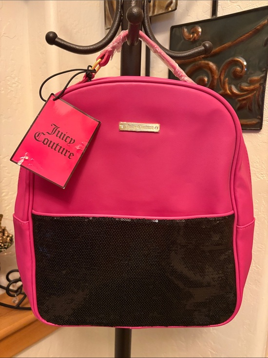 Juicy Couture Handbags - NWT Juicy Couture Hot Pink Backpack with Black Sequin Pocket